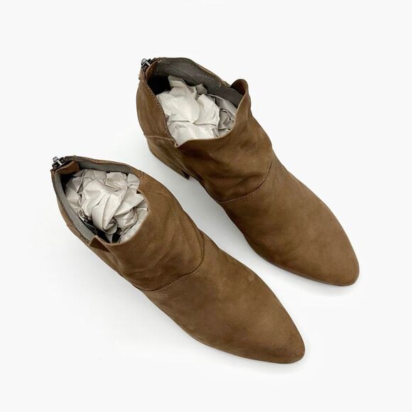 EILEEN FISHER Liesel Brown Ankle Boot Size 9.5 Bootie Leather Block Heel Pointed - Picture 4 of 12